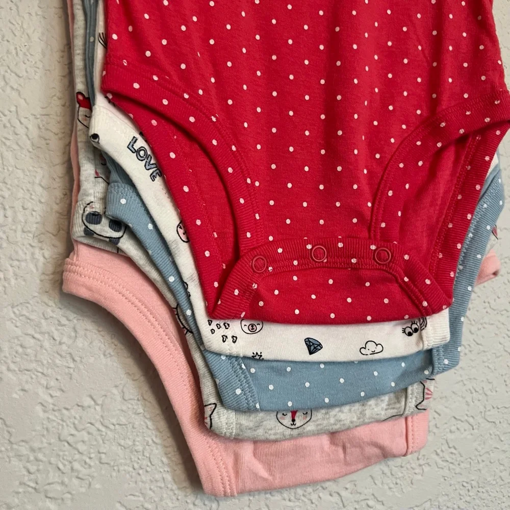 NWT Girls Carter's Bodysuits 24 Months Easter Spring Pink White Blue Gray 5-Pack